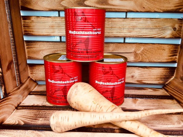 Pferdefleischdose mit Pastinake