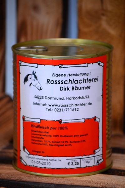 Rindfleisch pur in der 750 g-Dose